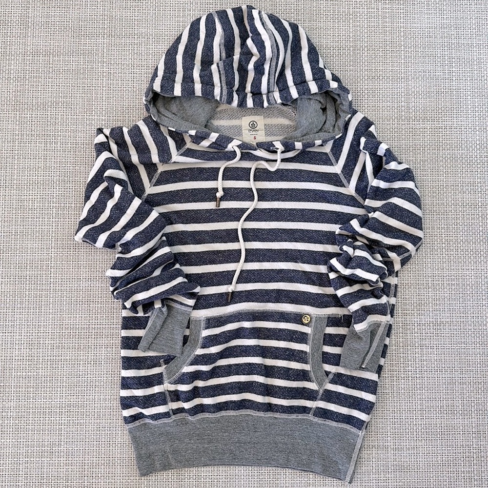 EVER Hoodie Navy and White Stripe w/ Jersey lined hoodie, size S